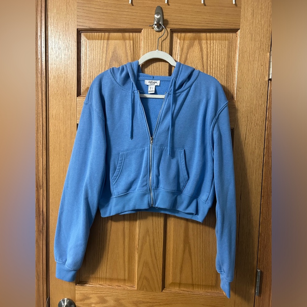 Light blue cropped zip up